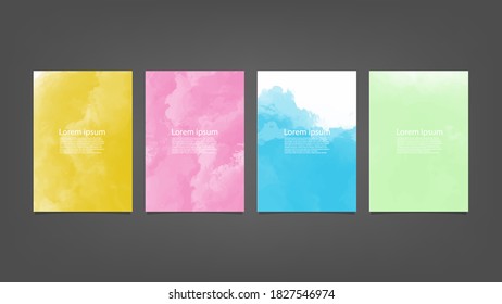Set of colorful vector watercolor backgrounds for poster, brochure or flyer, Bundle of watercolor posters, flyers or cards. Banner template.