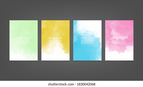 Set of colorful vector watercolor backgrounds for poster, brochure or flyer, Bundle of watercolor posters, flyers or cards. Banner template.