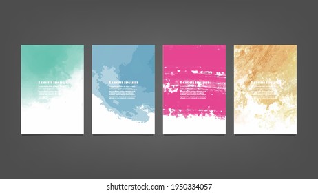 Set of colorful vector watercolor backgrounds for poster, brochure or flyer, Bundle of watercolor posters, flyers or cards. Banner template.