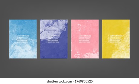 Set of colorful vector watercolor backgrounds for poster, brochure or flyer, Bundle of watercolor posters, flyers or cards. Banner template.