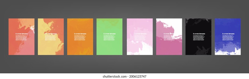 Set of colorful vector watercolor backgrounds for poster, brochure or flyer, Bundle of watercolor posters, flyers or cards. Banner template.