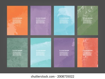 Set of colorful vector watercolor backgrounds for poster, brochure or flyer, Bundle of watercolor posters, flyers or cards. Banner template.