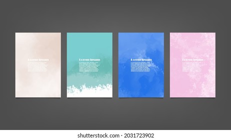 Set of colorful vector watercolor backgrounds for poster, brochure or flyer, Bundle of watercolor posters, flyers or cards. Banner template.