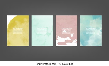 Set of colorful vector watercolor backgrounds for poster, brochure or flyer, Bundle of watercolor posters, flyers or cards. Banner template.