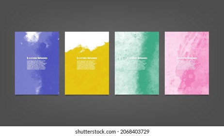 Set of colorful vector watercolor backgrounds for poster, brochure or flyer, Bundle of watercolor posters, flyers or cards. Banner template.