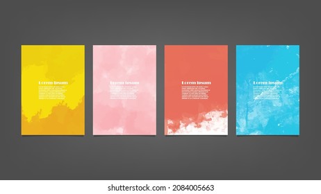 Set of colorful vector watercolor backgrounds for poster, brochure or flyer, Bundle of watercolor posters, flyers or cards. Banner template.
