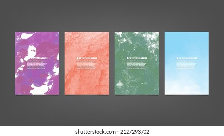 Set of colorful vector watercolor backgrounds for poster, brochure or flyer, Bundle of watercolor posters, flyers or cards. Banner template.