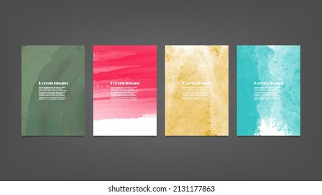Set of colorful vector watercolor backgrounds for poster, brochure or flyer, Bundle of watercolor posters, flyers or cards. Banner template.