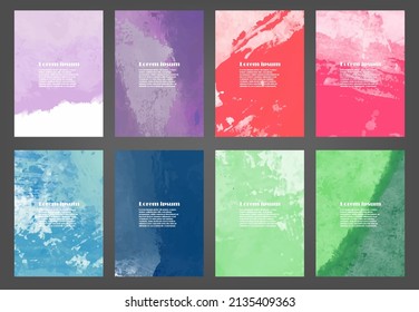 Set of colorful vector watercolor backgrounds for poster, brochure or flyer, Bundle of watercolor posters, flyers or cards. Banner template.