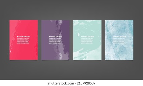 Set of colorful vector watercolor backgrounds for poster, brochure or flyer, Bundle of watercolor posters, flyers or cards. Banner template.