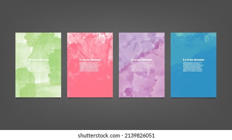 Set of colorful vector watercolor backgrounds for poster, brochure or flyer, Bundle of watercolor posters, flyers or cards. Banner template.