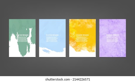 Conjunto de coloridos fondos de acuarela vectorial para afiches, folletos o volantes, Conjunto de afiches de acuarela, volantes o tarjetas. Plantilla de banner.