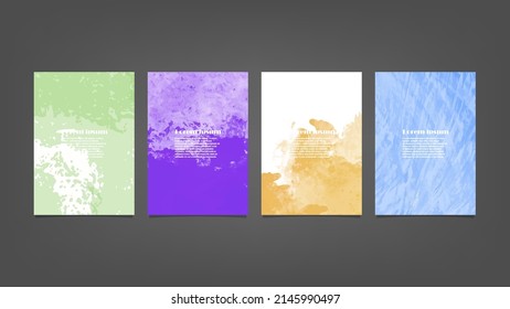 Set of colorful vector watercolor backgrounds for poster, brochure or flyer, Bundle of watercolor posters, flyers or cards. Banner template.