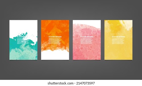 Set of colorful vector watercolor backgrounds for poster, brochure or flyer, Bundle of watercolor posters, flyers or cards. Banner template.