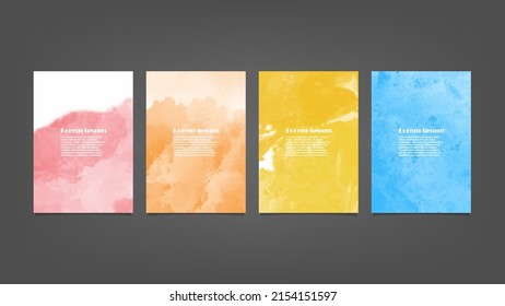 Set of colorful vector watercolor backgrounds for poster, brochure or flyer, Bundle of watercolor posters, flyers or cards. Banner template.