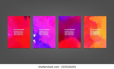 Set of colorful vector watercolor backgrounds for poster, brochure or flyer, Bundle of watercolor posters, flyers or cards. Banner template.