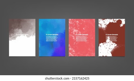 Conjunto de coloridos fondos de acuarela vectorial para afiches, folletos o volantes, Conjunto de afiches de acuarela, volantes o tarjetas. Plantilla de banner.