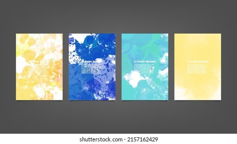 Set of colorful vector watercolor backgrounds for poster, brochure or flyer, Bundle of watercolor posters, flyers or cards. Banner template.