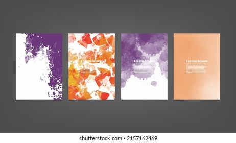 Set of colorful vector watercolor backgrounds for poster, brochure or flyer, Bundle of watercolor posters, flyers or cards. Banner template.