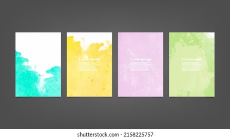 Set of colorful vector watercolor backgrounds for poster, brochure or flyer, Bundle of watercolor posters, flyers or cards. Banner template.