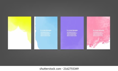 Set of colorful vector watercolor backgrounds for poster, brochure or flyer, Bundle of watercolor posters, flyers or cards. Banner template.