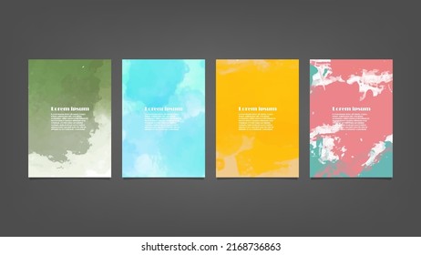 Set of colorful vector watercolor backgrounds for poster, brochure or flyer, Bundle of watercolor posters, flyers or cards. Banner template.
