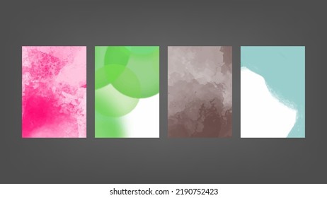 Set of colorful vector watercolor backgrounds for poster, brochure or flyer, Bundle of watercolor posters, flyers or cards. Banner template.