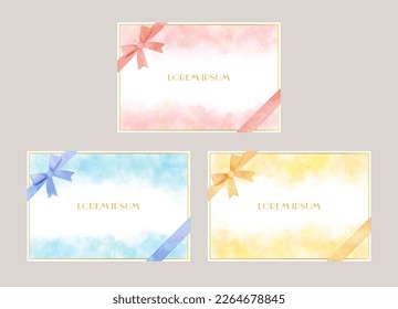 Set of colorful vector watercolor backgrounds with white space for text. Set of cards for wedding, greetings, birthday.
