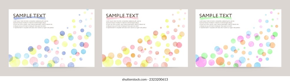 Set of colorful vector watercolor backgrounds with white space for text