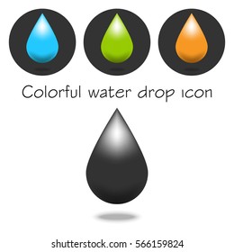 Set of colorful vector watercolor drops. Element water for loro, icon