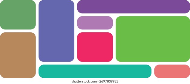 Um conjunto de ícones coloridos da Web vetorial, botões e rótulos em branco quadrados para a ilustração de design comercial. Layout de grade de Bento, design de interface do usuário.