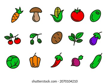 Un conjunto de coloridos íconos vegetales aislados en un fondo claro.