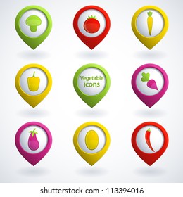Set of colorful vegetable icons. Vector illustration.