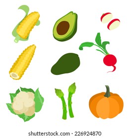 Set of colorful vegetables