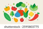A set of colorful vegetables vector illustration