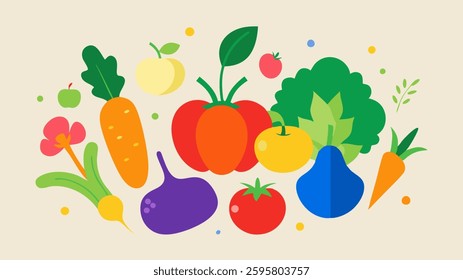 A set of colorful vegetables vector illustration