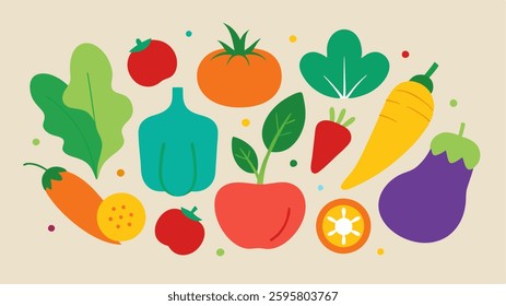 A set of colorful vegetables vector illustration