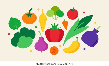 A set of colorful vegetables vector illustration