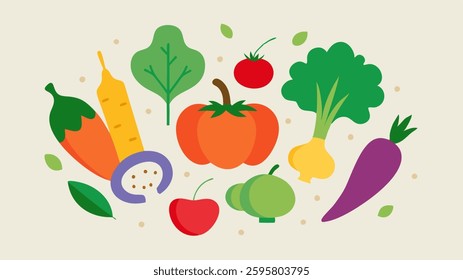 A set of colorful vegetables vector illustration