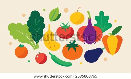 A set of colorful vegetables vector illustration