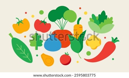 A set of colorful vegetables vector illustration