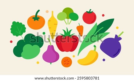 A set of colorful vegetables vector illustration