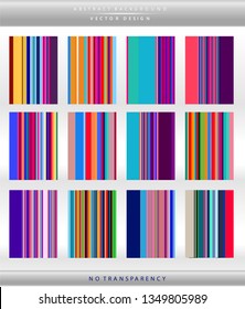 Set of colorful vertical striped lines pattern backgrounds. Ideal for brochure & flyer cover template and business cards.