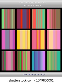 Set of colorful vertical striped lines pattern backgrounds. Ideal for brochure & flyer cover template and business cards.