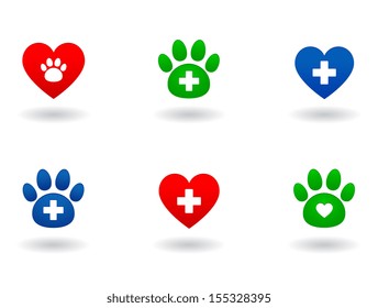 set of colorful veterinary icons on white background
