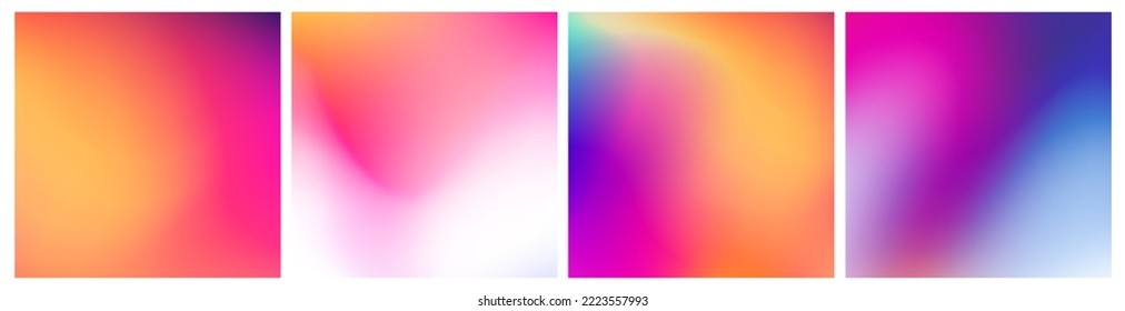 Set of Colorful Vibrant Blurred Gradients. Sleek Multicolored Vector Backgrounds