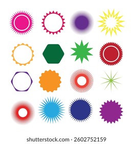 Set of colorful vibrant geometric patterns. Dynamic collection of starburst and geometric designs. Patterns for designers. Vector illustration, visual content, graphic inspiration, colorful, designers