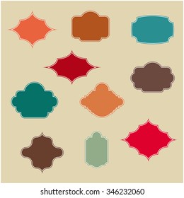 Set of colorful vintage frames the first part, vector illustration.