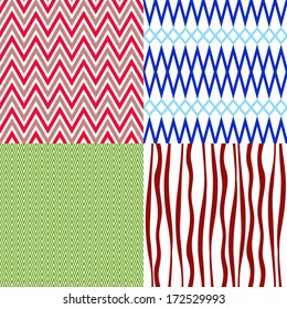 Set colorful vintage patterns with wave strips (vector)