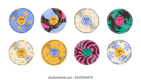 Set of colorful vinyl records